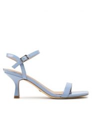Guess Sandały Rimia FL6RMA PAF03 Niebieski. Niebieskie sandały Guess, z aplikacjami, ze skóry, bez obcasa, na szpilce, bez zapięcia. Za 379.99 zł.