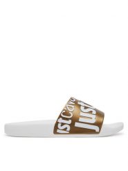 Just Cavalli Klapki 78RA3SZ1 ZS785 Złoty. Żółte klapki Just Cavalli, bez wzorów, z tworzywa sztucznego, bez obcasa. Za 219.99 zł.