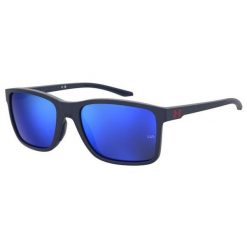 Okulary przeciwsłoneczne Under Armour Hustle XL S3. Niebieskie okulary przeciwsłoneczne Under Armour, bez wzorów, sportowe, prostokątne. Za 339.99 zł.