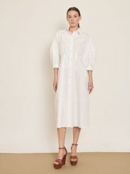 BGN Sukienka w kolorze białym rozmiar: 40. Białe sukienki BGN, na imprezę, bez wzorów, bez kołnierzyka, bez ramiączek, midi. Za 143.99 zł.