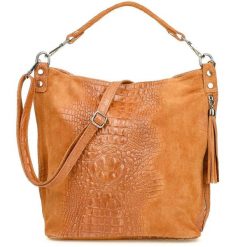 Shopperka skórzana BELTIMORE W10 camelowa. Brązowe shopper bez wzorów, ze skóry, bez dodatków. Za 241.99 zł.