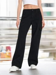 Jeansy cargo - czarny. Czarne jeansy Sinsay, l, bez wzorów. Za 79.99 zł.