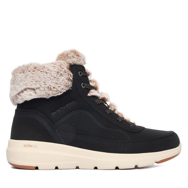 Trzewiki Skechers. Czarne botki Skechers, bez wzorów, bez obcasa, na płaskiej podeszwie, bez zapięcia. Za 289.99 zł.