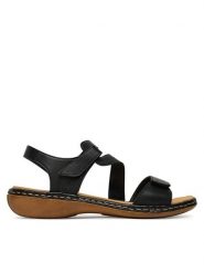 Rieker Sandały CEO-659C7-00 Czarny. Czarne sandały Rieker, bez wzorów, ze skóry, bez obcasa, na płaskiej podeszwie, bez zapięcia. Za 319.99 zł.