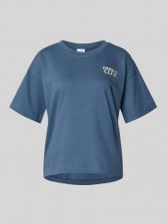 Vila Koszulka "Vimonie" w kolorze niebieskim rozmiar: L. Niebieskie bluzki Vila, l, bez wzorów, z bawełny, bez kołnierzyka, bez ramiączek. Za 61.17 zł.