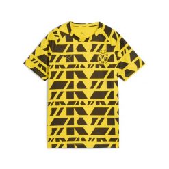 Młodzieżowa koszulka przedmeczowa Borussia Dortmund PUMA Faster Yellow Black. Czarna bluzki Puma, m, bez wzorów, młodzieżowe, bez kołnierzyka, bez ramiączek. Za 269.00 zł.