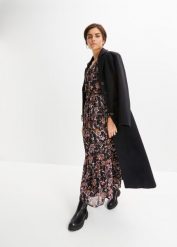 Długa sukienka. Czarne sukienki bonprix, bez wzorów, bez kołnierzyka, bez ramiączek, maxi. Za 149.99 zł.