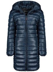 Geographical Norway Płaszcz pikowany "Annecy" w kolorze granatowym rozmiar: L. Niebieskie płaszcze Geographical Norway, l, bez wzorów, bez kaptura. Za 202.03 zł.