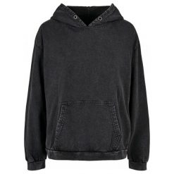 Damska Bluza Z Kapturem Acid Wash Oversized Hoodie. Czarne bluzy BUILD YOUR BRAND, xl, bez wzorów, z kapturem. Za 195.99 zł.