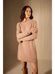 Perfect Cashmere Kaszmirowa sukienka "Lyamia" w kolorze beżowym rozmiar: S. Brązowe sukienki Perfect Cashmere, na co dzień, s, bez wzorów, z kaszmiru, bez kołnierzyka, bez ramiączek, midi, proste. Za 510.95 zł.