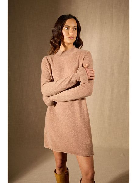 Perfect Cashmere Kaszmirowa sukienka "Lyamia" w kolorze beżowym rozmiar: S. Brązowe sukienki Perfect Cashmere, na co dzień, s, bez wzorów, z kaszmiru, bez kołnierzyka, bez ramiączek, midi, proste. Za 404.65 zł.