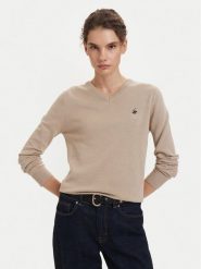 Beverly Hills Polo Club Sweter P-SS26W-M536563 Beżowy Regular Fit. Brązowe swetry Beverly Hills Polo Club, m, bez wzorów, z bawełny, bez ramiączek. Za 269.99 zł.