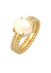 Elli PREMIUM Damski Chunky Glamour Trend Blogger owalny z kamieniem księżycowym w pozłacanym srebrze 925 Sterling Silver Pierścionki 1 ct. Szare pierścionki Elli PREMIUM, z kamieniem księżycowym, pozłacane. Za 298.99 zł.