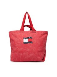 Tommy Jeans Torebka Tjw Wave Flag Med Tote AW0AW18466 Koralowy. Pomarańczowe shopper Tommy Jeans, bez wzorów, z jeansu, bez dodatków. Za 409.99 zł.