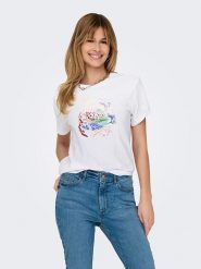 ONLY Koszulka "Lucia" w kolorze białym rozmiar: XL. Białe bluzki Only, xl, bez wzorów, z bawełny, bez kołnierzyka, bez ramiączek. Za 66.45 zł.