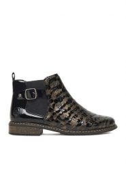 Rieker Botki CEO-Z4965-90 Czarny. Czarne botki Rieker, bez wzorów, ze skóry, bez obcasa, na płaskiej podeszwie, bez zapięcia. Za 379.99 zł.