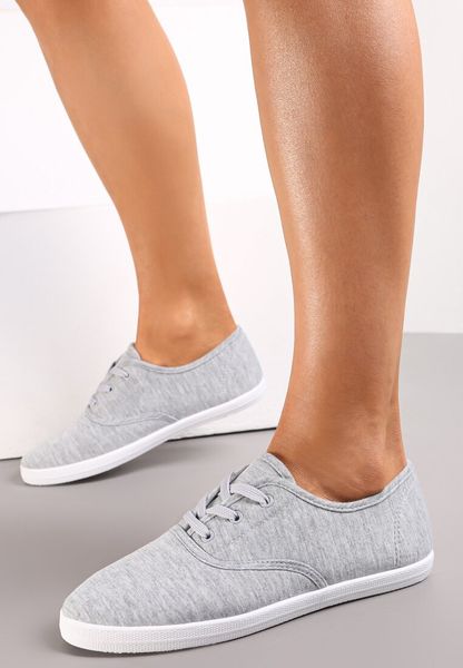 Szare Sznurowane Tenisówki Przed Kostkę Calapse. Szare trampki Renee, bez wzorów, przed kostkę, bez zapięcia. Za 39.99 zł.