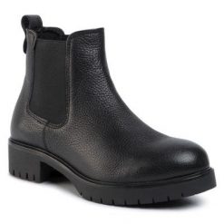 Gino Rossi RST-DSI543 Czarny. Czarne botki Gino Rossi, bez wzorów, ze skóry, bez obcasa, bez zapięcia. Za 299.99 zł.