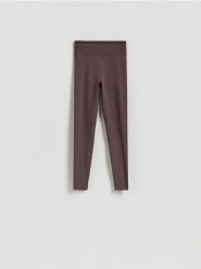 Gładkie legginsy - brązowy. Brązowe legginsy Reserved, l, bez wzorów, z dzianiny. Za 89.99 zł.