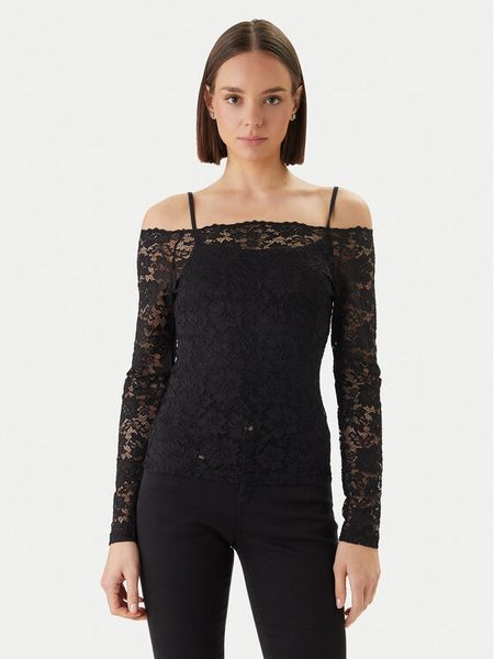 Morgan Bluzka 251-TKISS Czarny Slim Fit. Czarne bluzki Morgan, s, bez wzorów, z syntetyku, bez kołnierzyka, bez ramiączek. Za 129.99 zł.