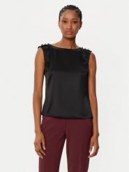 Marciano Guess Bluzka 5RGH29 7246A Czarny Regular Fit. Czarne bluzki Marciano Guess, z aplikacjami, z wiskozy, bez kołnierzyka, bez ramiączek. Za 269.99 zł.