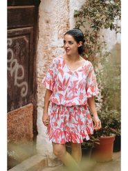 Isla Bonita by SIGRIS Sukienka w kolorze biało-różowym rozmiar: XL. Białe sukienki Isla Bonita by SIGRIS, xl, bez wzorów, z bawełny, bez kołnierzyka, bez ramiączek, midi, bombki. Za 92.21 zł.