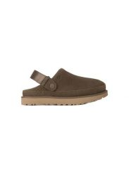 Damskie klapki Ugg Goldenstar clog 1138252-DNS. Brązowe klapki UGG, bez wzorów, z materiału, z okrągłym noskiem, bez obcasa. Za 447.77 zł.