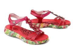 Laura Vita 0007693 SANAO 54 rouge, sandały damskie. Czerwone sandały Laura Vita, bez wzorów, ze skóry, bez obcasa, na płaskiej podeszwie, bez zapięcia. Za 369.90 zł.