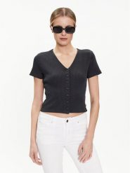 Levi's® Bluzka Monica A7182-0001 Czarny Slim Fit. Czarne bluzki s, bez wzorów, z bawełny, bez kołnierzyka, bez ramiączek. Za 79.99 zł.