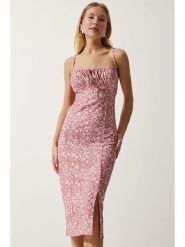 Happiness Istanbul Sukienka w kolorze jasnoróżowo-białym rozmiar: 38. Różowe sukienki Happiness Istanbul, bez wzorów, bez kołnierzyka, bez ramiączek, midi. Za 60.99 zł.