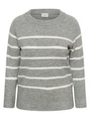 KAFFE curve Sweter "Erina" w kolorze szaro-białym rozmiar: M. Szare swetry KAFFE curve, m, bez wzorów, bez ramiączek. Za 86.99 zł.