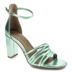 Zielone Sandały Marco Tozzi Eleganckie Buty Na Obcasie. Zielone sandały Marco Tozzi, bez wzorów, ze skóry ekologicznej, eleganckie, bez obcasa, na obcasie, bez zapięcia. Za 206.99 zł.