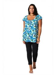 Aller Simplement Koszulka w kolorze niebiesko-białym rozmiar: 42/44. Białe bluzki Aller Simplement, bez wzorów, z wiskozy, klasyczne, bez kołnierzyka, bez ramiączek. Za 75.34 zł.