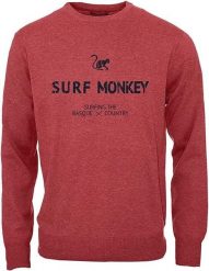 Bluza z okrągłym dekoltem z bawełny organicznej / dla dorosłych (czerwona). Czerwone bluzy sportowe SURF MONKEY, l, bez wzorów, z bawełny, bez kaptura. Za 309.95 zł.