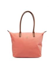 Tommy Hilfiger Torebka Popette Tote AW0AW17711 Koralowy. Pomarańczowe shopper TOMMY HILFIGER, bez wzorów, z materiału, bez dodatków. Za 409.99 zł.