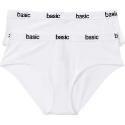 Figi "panty" (2 pary), bawełna organiczna bonprix 2x biały. Białe figi bonprix, bez wzorów, z bawełny. Za 35.98 zł.