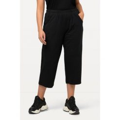 Damskie bis 58+| Spodnie dresowe 7/8 | Spodnie dresowe z elastyczną. Czarne spodnie dresowe Ulla Popken, plus size, bez wzorów, z bawełny. W wyprzedaży za 100.99 zł.