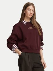 Tommy Hilfiger Bluza WW0WW51724 Bordowy Relaxed Fit. Czerwone bluzy TOMMY HILFIGER, xl, bez wzorów, bez kaptura. Za 529.99 zł.