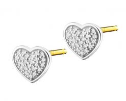 Kolczyki z żółtego i białego złota z diamentami - serca - 0,07 ct - próba 375. Białe kolczyki Apart, z diamentem, złote. W wyprzedaży za 833.00 zł.