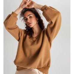 Bluza oversize - Beżowy. Brązowe bluzy Cropp, l, bez wzorów, bez kaptura. Za 79.99 zł.
