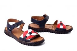KOCH 030.113.1610.M granatowo-biało-czerwony, sandały damskie. Niebieskie sandały KOCH, bez wzorów, ze skóry, bez obcasa, bez zapięcia. Za 239.90 zł.