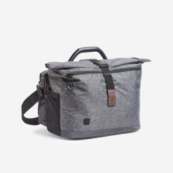 Torba na ramię do roweru składanego Elops 25 l mocowana na zatrzask 1s. Szare torby na laptopa B'TWIN, bez wzorów, z materiału, na ramię. Za 419.99 zł.