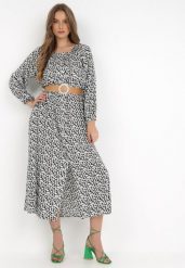 Biało-Czarna Sukienka Egona. Czarne sukienki Born2be, l, z aplikacjami, eleganckie, bez kołnierzyka, bez ramiączek, maxi. Za 79.99 zł.