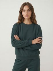 Dresowa bluza crewneck basic - zielony. Zielone bluzy Sinsay, l, bez wzorów, z dresówki, bez kaptura. Za 35.99 zł.