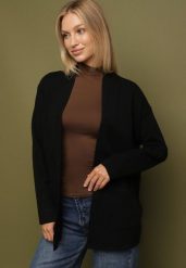 Czarny Niezapinany Kardigan z Dodatkiem Kaszmiru z Kieszeniami Zaima. Czarne kardigany Born2be, s, bez wzorów, z kaszmiru. Za 149.99 zł.