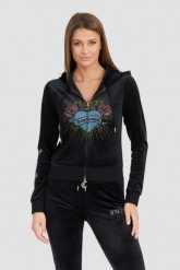 JUICY COUTURE Czarna damska bluza Sacred Heart Robertson Hoodie, Rozmiar M. Czarne bluzy sportowe Juicy Couture, m, bez wzorów, z elastanu. W wyprzedaży za 399.99 zł.