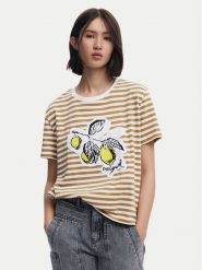 Desigual T-Shirt Lemon 25SWTKAE Beżowy Regular Fit. Brązowe t-shirty Desigual, xs, bez wzorów, z bawełny, bez kołnierzyka, bez ramiączek. Za 159.99 zł.