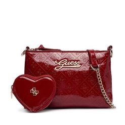 Torebka Guess. Czerwone listonoszki Guess, z aplikacjami, bez dodatków. Za 234.99 zł.