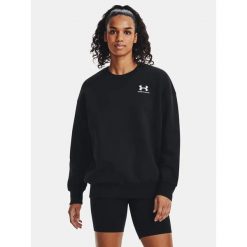 Bluza fitness damska UNDER ARMOUR Icon Fleece Oversized Crew. Czarne bluzy sportowe Under Armour, m, bez wzorów, bez kaptura. Za 179.99 zł.