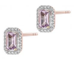Kolczyki z różowego złota z diamentami i ametystami - próba 585. Czerwone kolczyki Apart, z ametystem, złote. Za 2,390.00 zł.